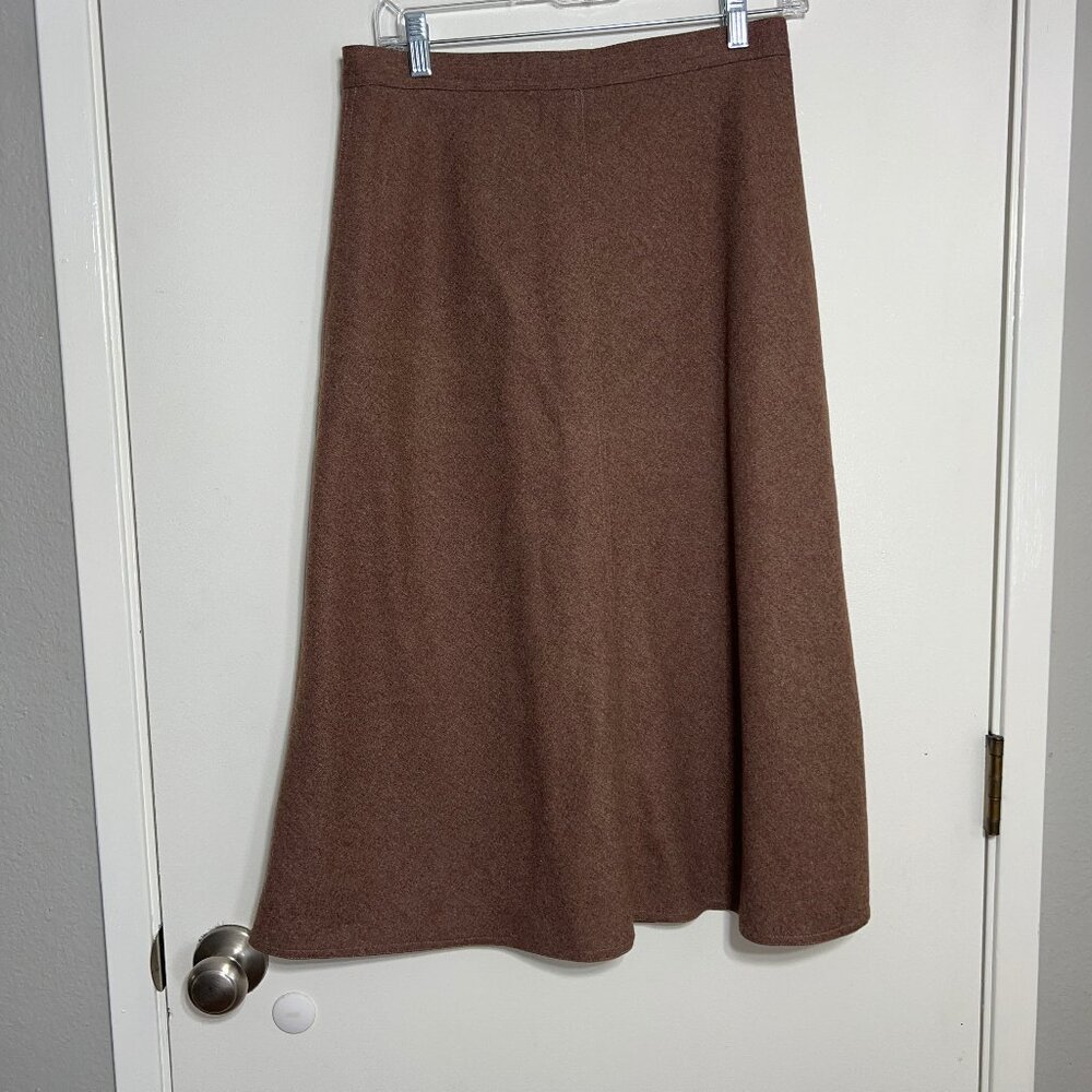 Calvin Klein Vintage Brown Wool Midi Skirt Women's Size 12 1960-1970